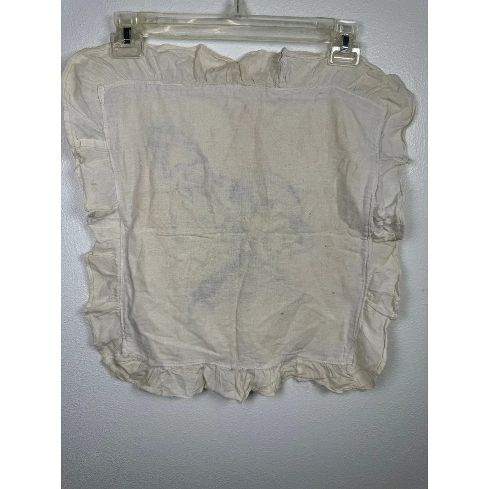 Vintage Military Puppy Star Ruffle Pillow Sham Embroidered Patriotic antique